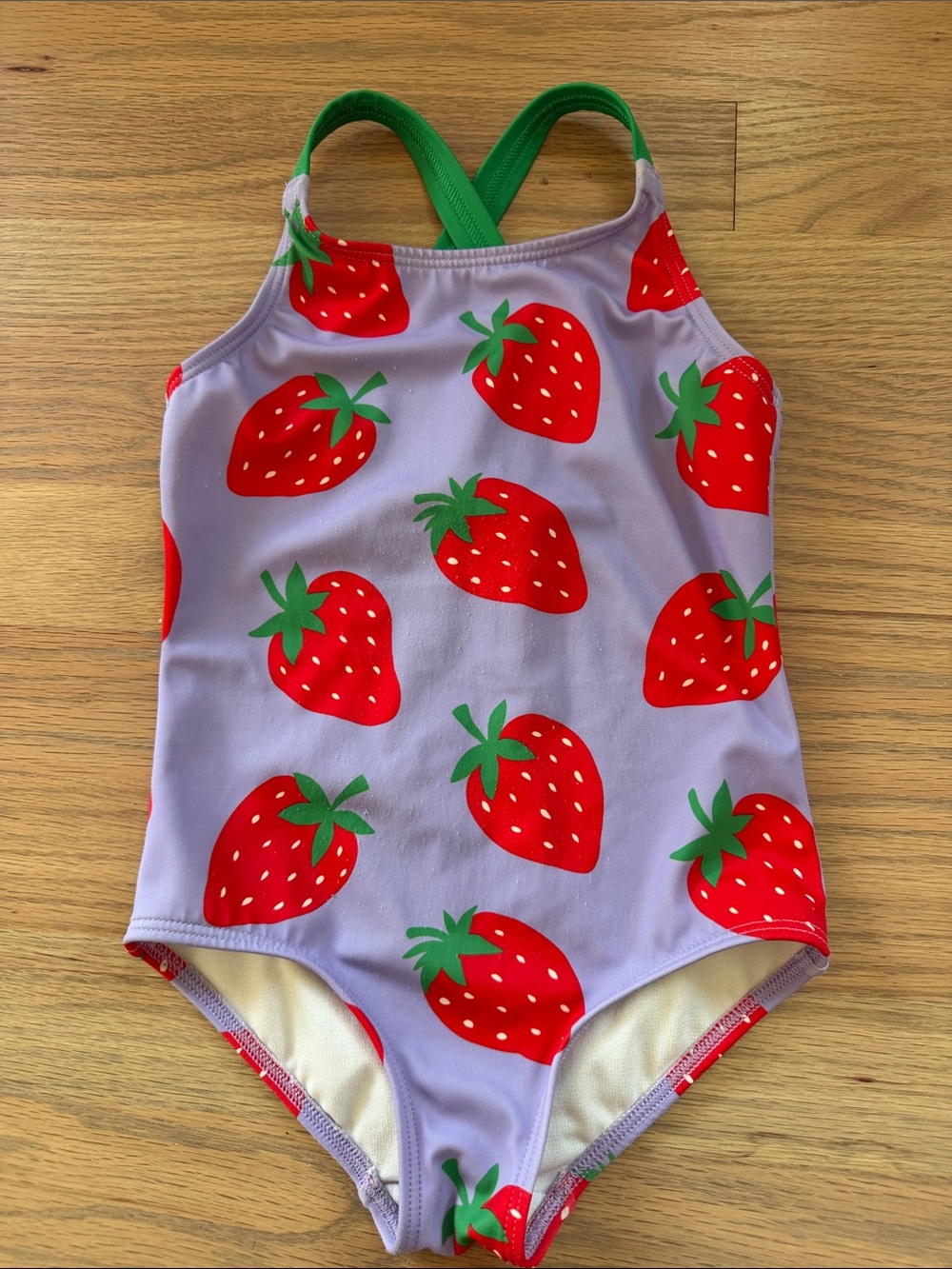 Mini Boden Girls Strawberry Swimsuit | 2–3Y